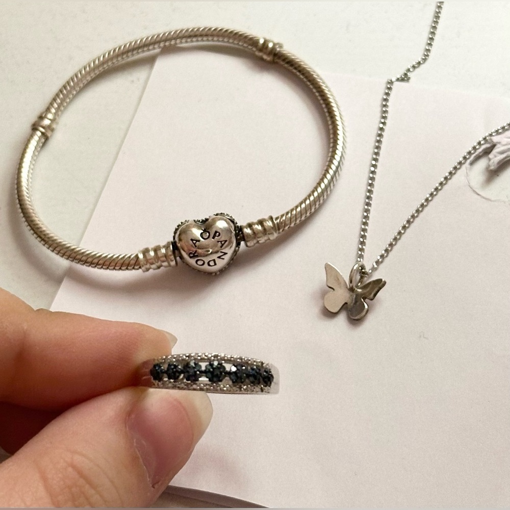 Set of Sterling Silver Jewelry - Bracelet, Ring, AND Necklace